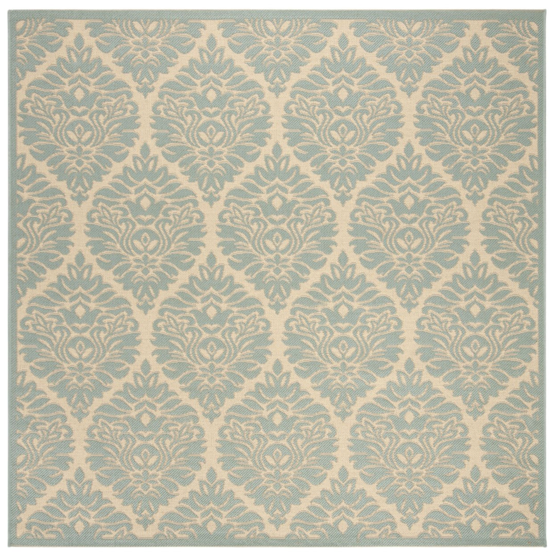 SAFAVIEH Outdoor LND135L Linden Collection Cream / Aqua Rug Image 1