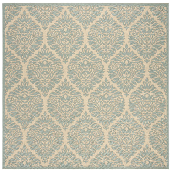 SAFAVIEH Outdoor LND135L Linden Collection Cream / Aqua Rug Image 1