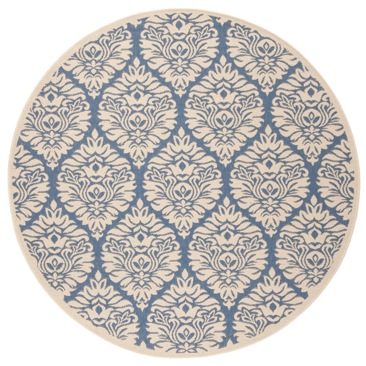 SAFAVIEH Outdoor LND135M Linden Collection Blue / Creme Rug Image 5