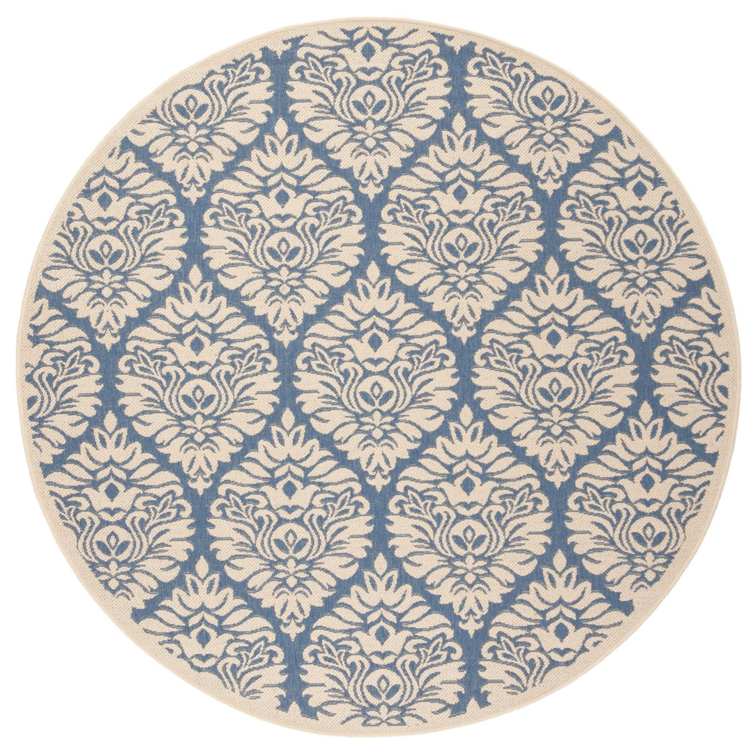 SAFAVIEH Outdoor LND135M Linden Collection Blue / Creme Rug Image 1