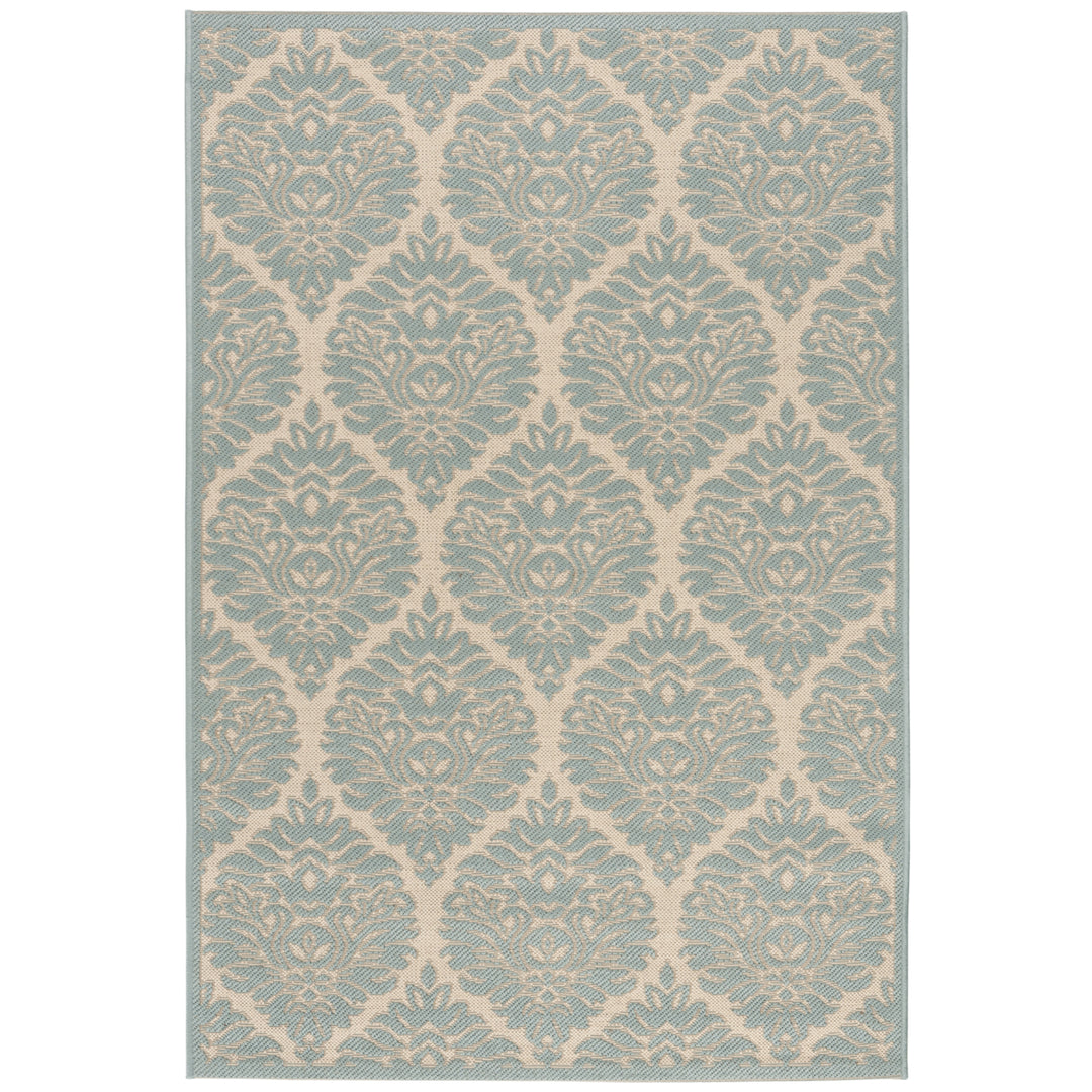 SAFAVIEH Outdoor LND135L Linden Collection Cream / Aqua Rug Image 10