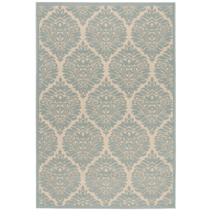 SAFAVIEH Outdoor LND135L Linden Collection Cream / Aqua Rug Image 10