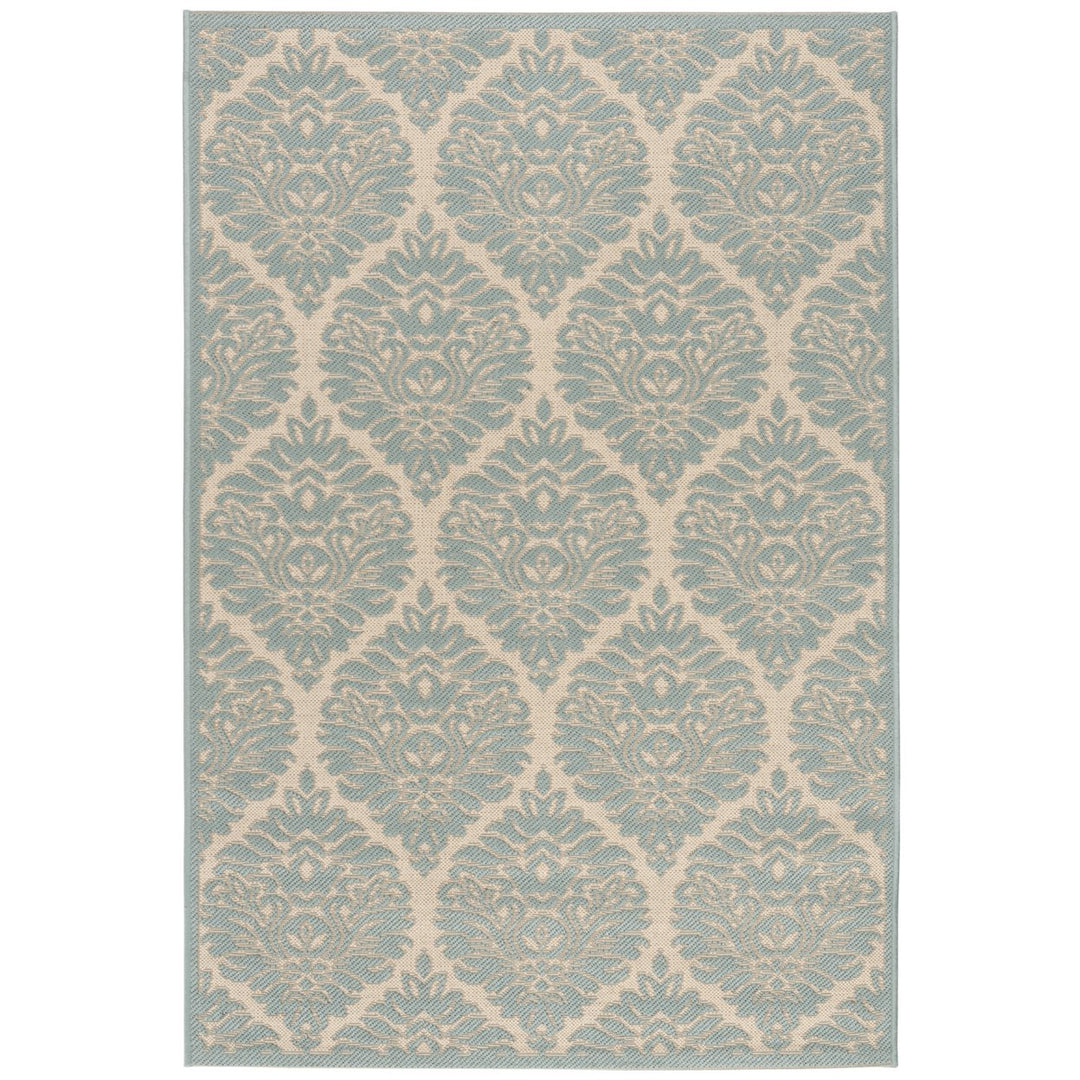 SAFAVIEH Outdoor LND135L Linden Collection Cream / Aqua Rug Image 1