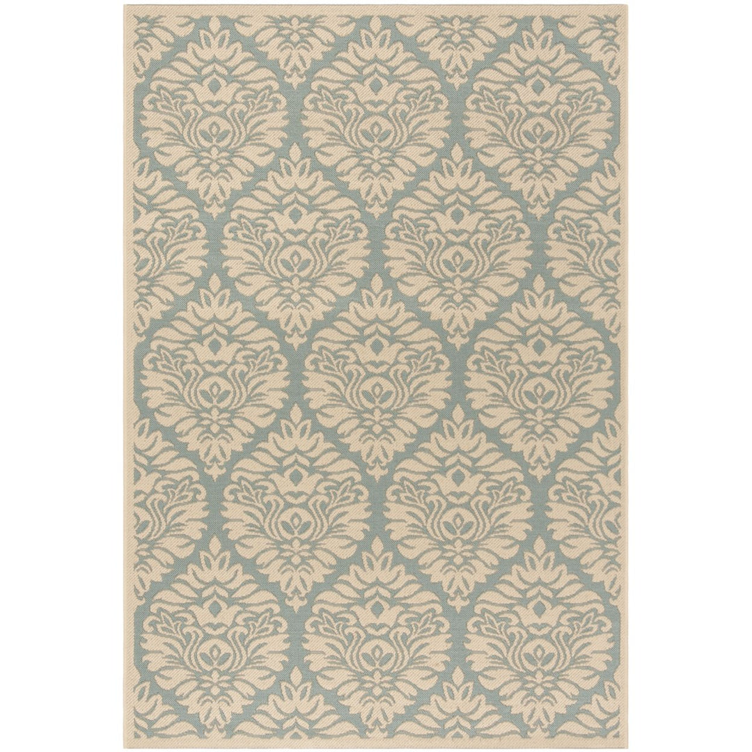 SAFAVIEH Outdoor LND135K Linden Collection Aqua / Cream Rug Image 1