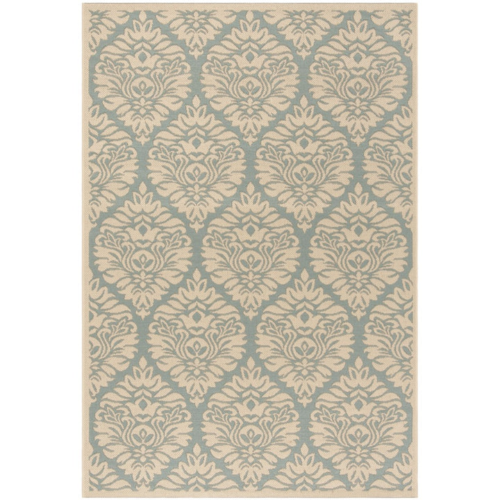 SAFAVIEH Outdoor LND135K Linden Collection Aqua / Cream Rug Image 1