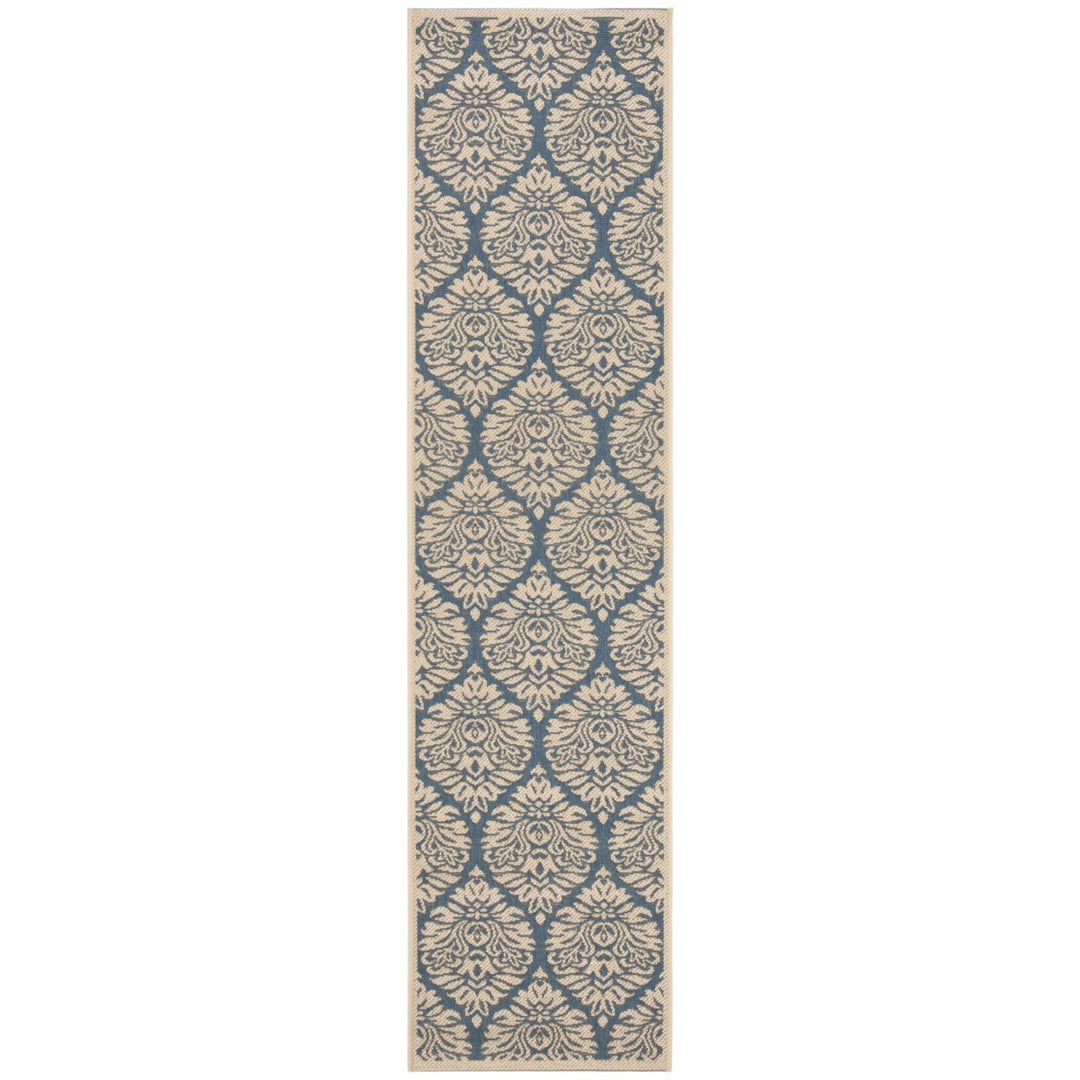 SAFAVIEH Outdoor LND135M Linden Collection Blue / Creme Rug Image 6