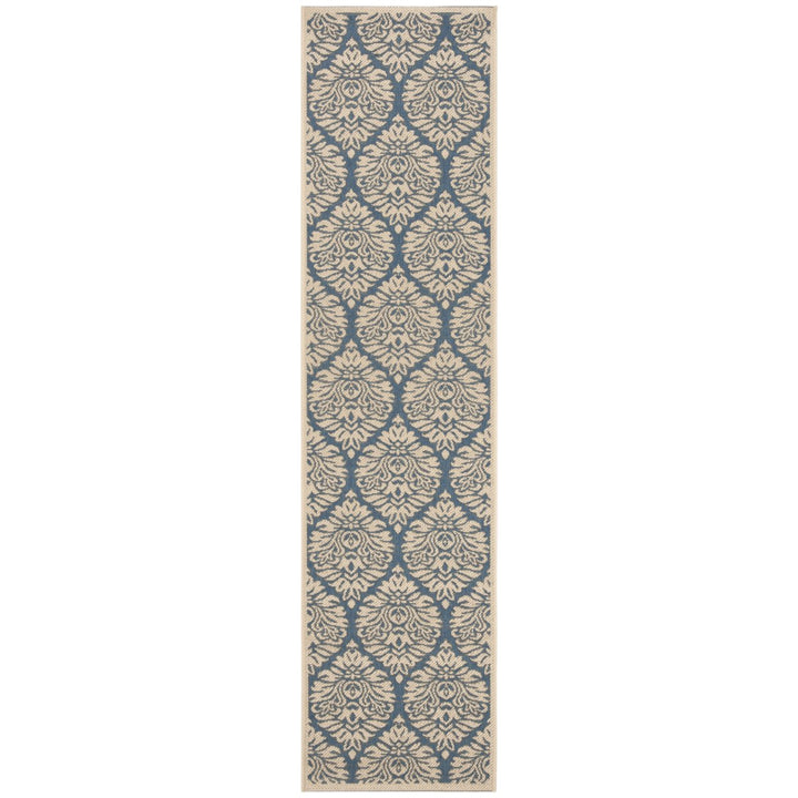 SAFAVIEH Outdoor LND135M Linden Collection Blue / Creme Rug Image 6