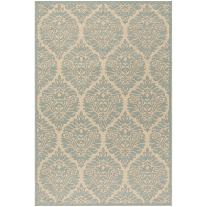 SAFAVIEH Outdoor LND135L Linden Collection Cream / Aqua Rug Image 11