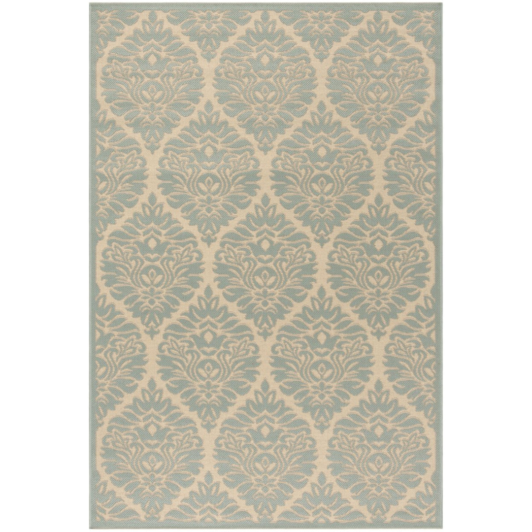 SAFAVIEH Outdoor LND135L Linden Collection Cream / Aqua Rug Image 1