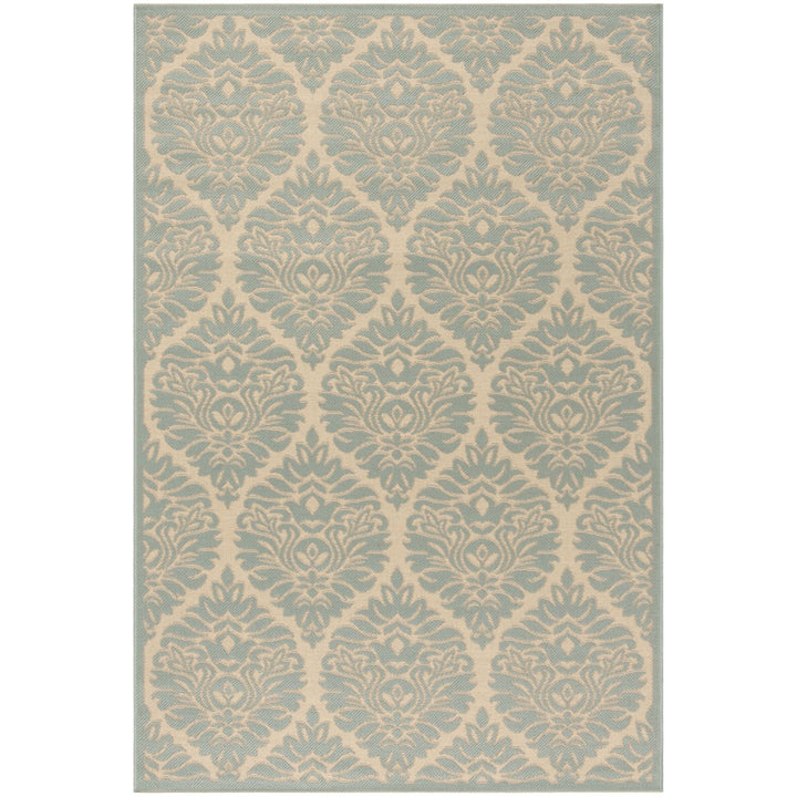 SAFAVIEH Outdoor LND135L Linden Collection Cream / Aqua Rug Image 1