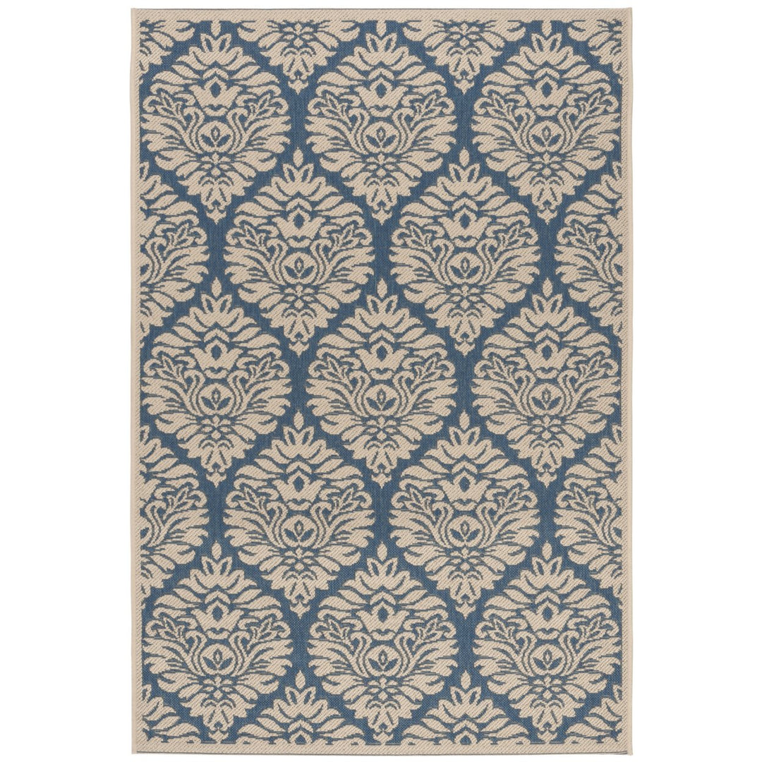 SAFAVIEH Outdoor LND135M Linden Collection Blue / Creme Rug Image 9