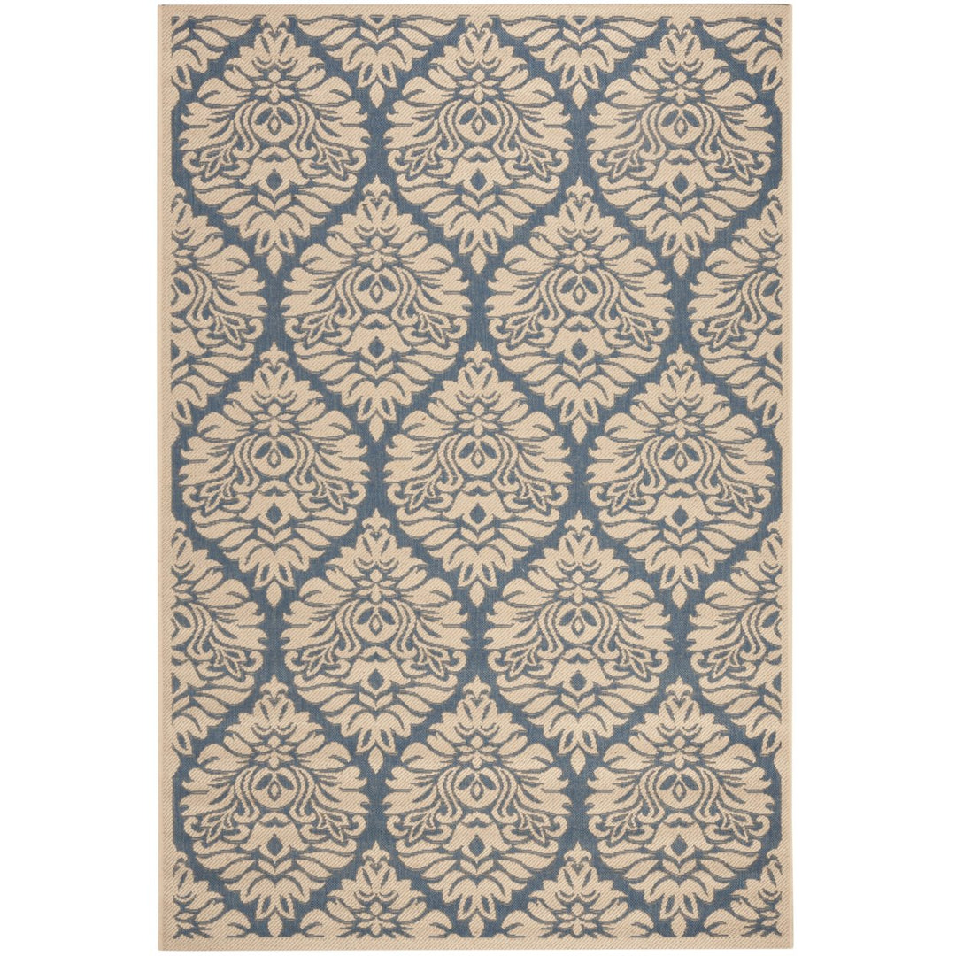 SAFAVIEH Outdoor LND135M Linden Collection Blue / Creme Rug Image 10