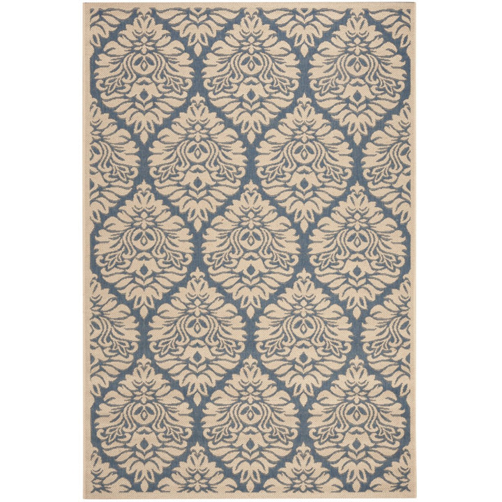 SAFAVIEH Outdoor LND135M Linden Collection Blue / Creme Rug Image 10