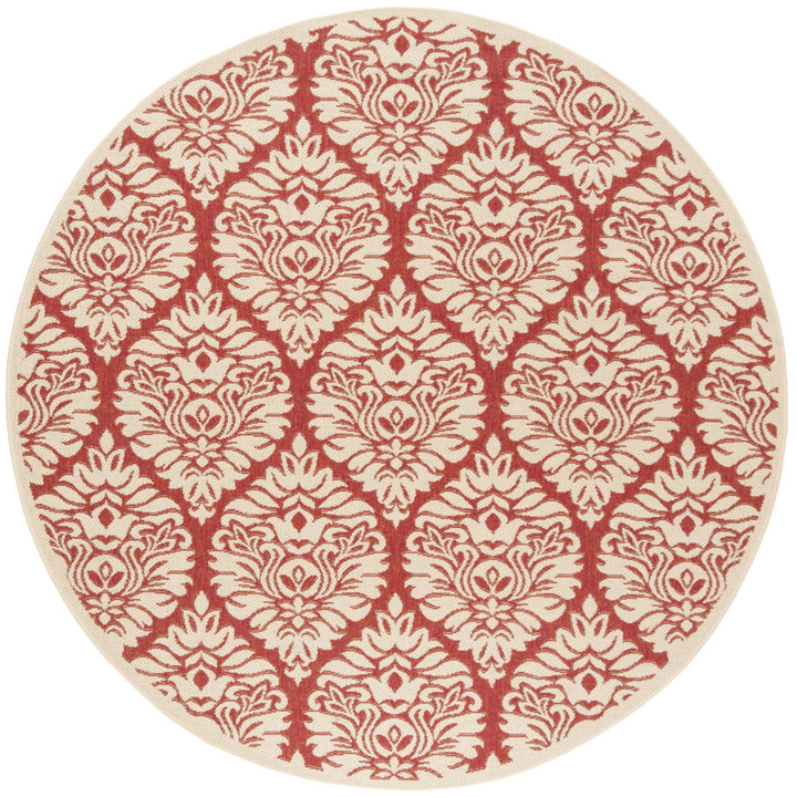 SAFAVIEH Outdoor LND135Q Linden Collection Red / Creme Rug Image 5