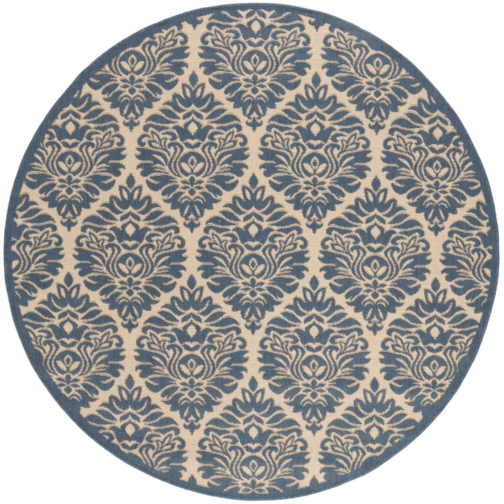 SAFAVIEH Outdoor LND135N Linden Collection Cream / Blue Rug Image 5