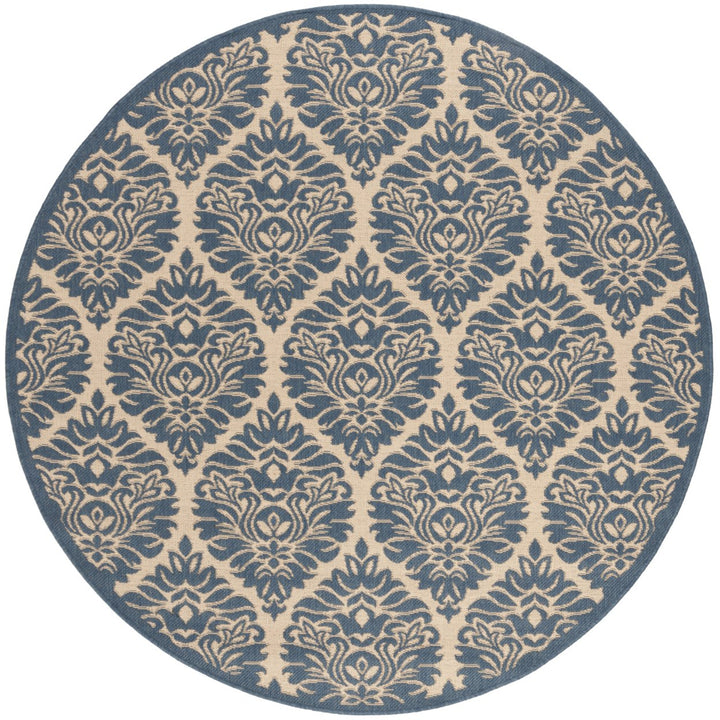 SAFAVIEH Outdoor LND135N Linden Collection Cream / Blue Rug Image 1