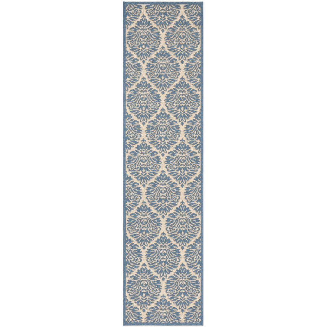 SAFAVIEH Outdoor LND135N Linden Collection Cream / Blue Rug Image 6