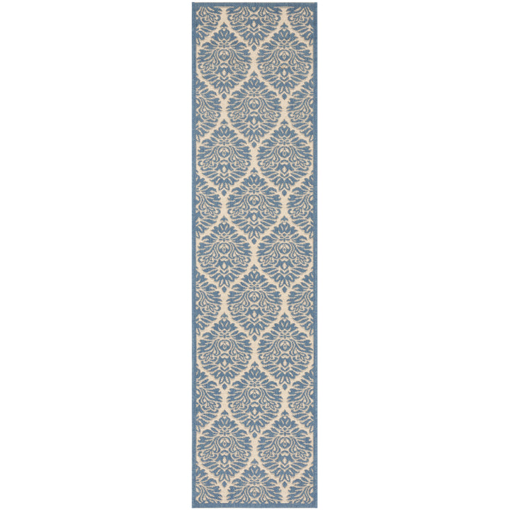 SAFAVIEH Outdoor LND135N Linden Collection Cream / Blue Rug Image 6