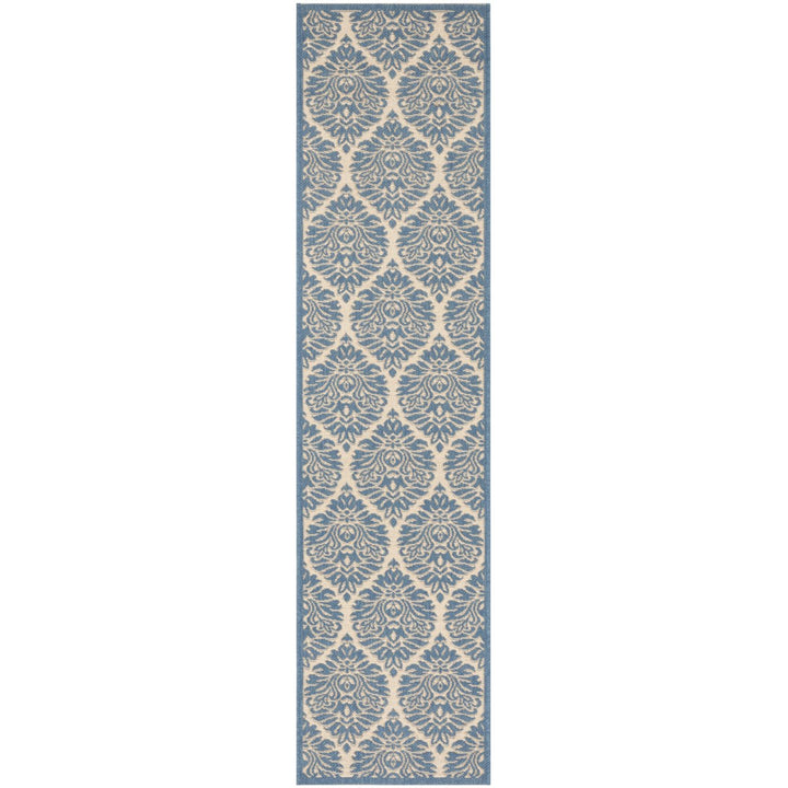 SAFAVIEH Outdoor LND135N Linden Collection Cream / Blue Rug Image 1