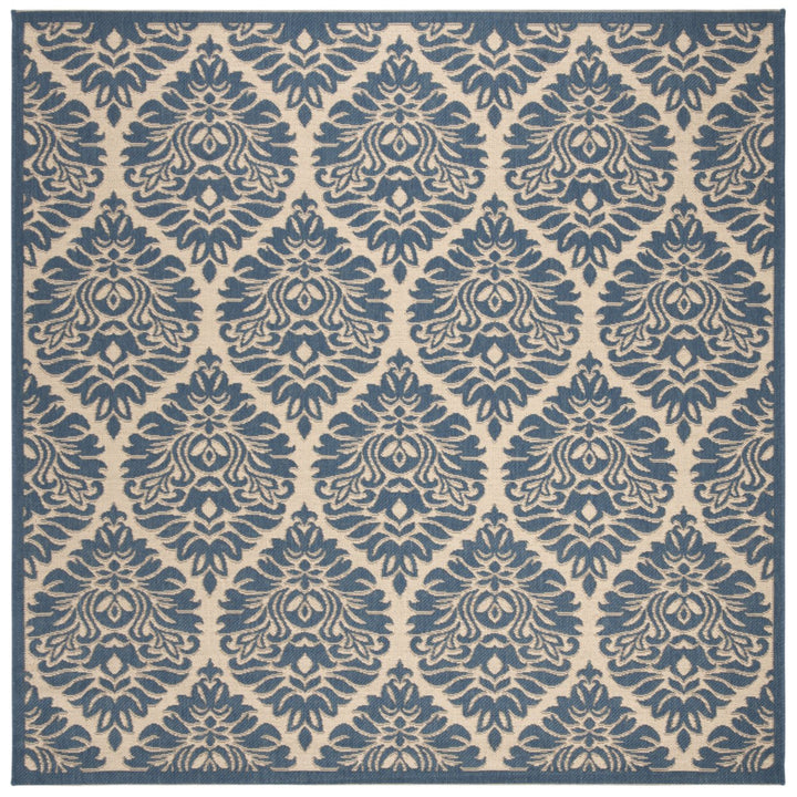 SAFAVIEH Outdoor LND135N Linden Collection Cream / Blue Rug Image 1