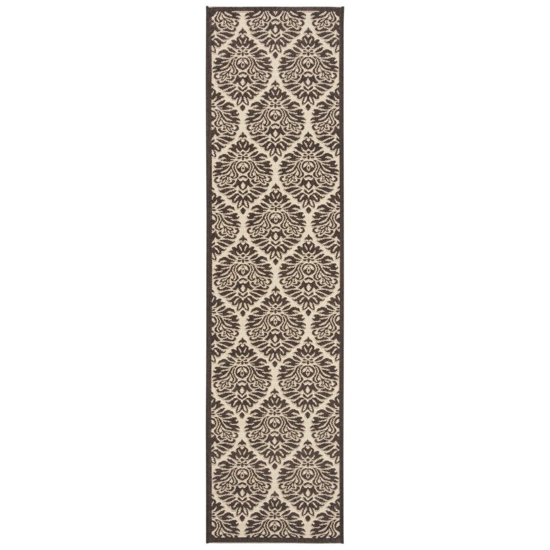 SAFAVIEH Outdoor LND135U Linden Collection Creme / Brown Rug Image 6