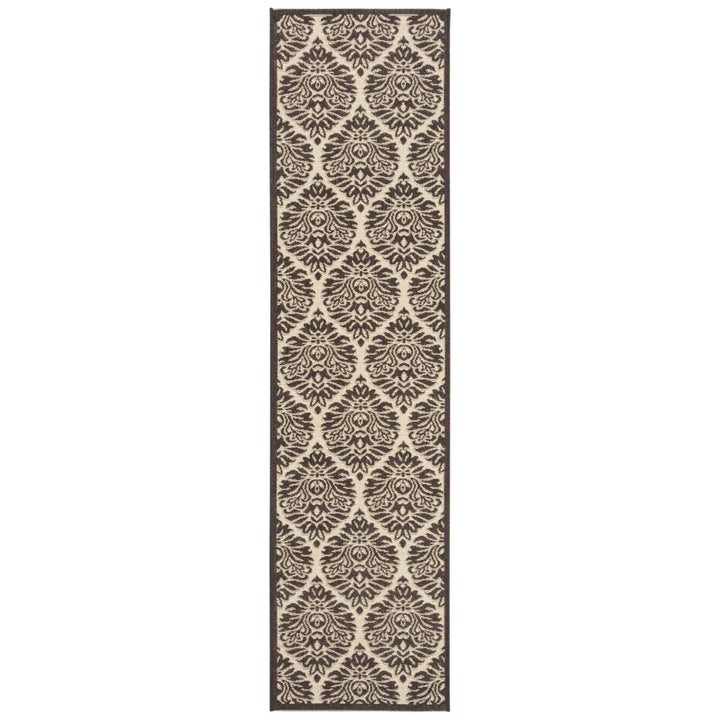 SAFAVIEH Outdoor LND135U Linden Collection Creme / Brown Rug Image 6