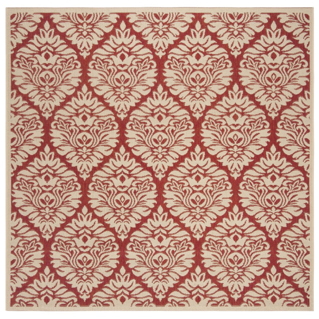 SAFAVIEH Outdoor LND135Q Linden Collection Red / Creme Rug Image 7