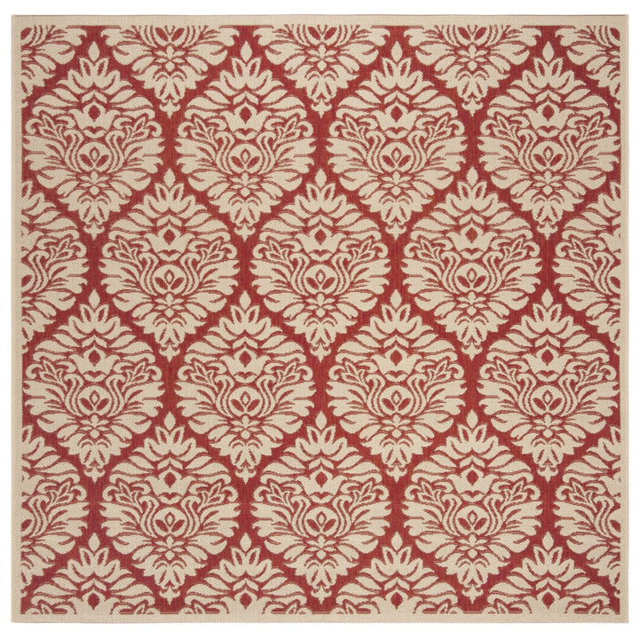 SAFAVIEH Outdoor LND135Q Linden Collection Red / Creme Rug Image 7