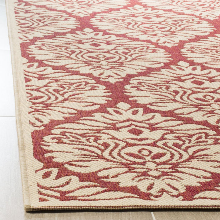 SAFAVIEH Outdoor LND135Q Linden Collection Red / Creme Rug Image 8