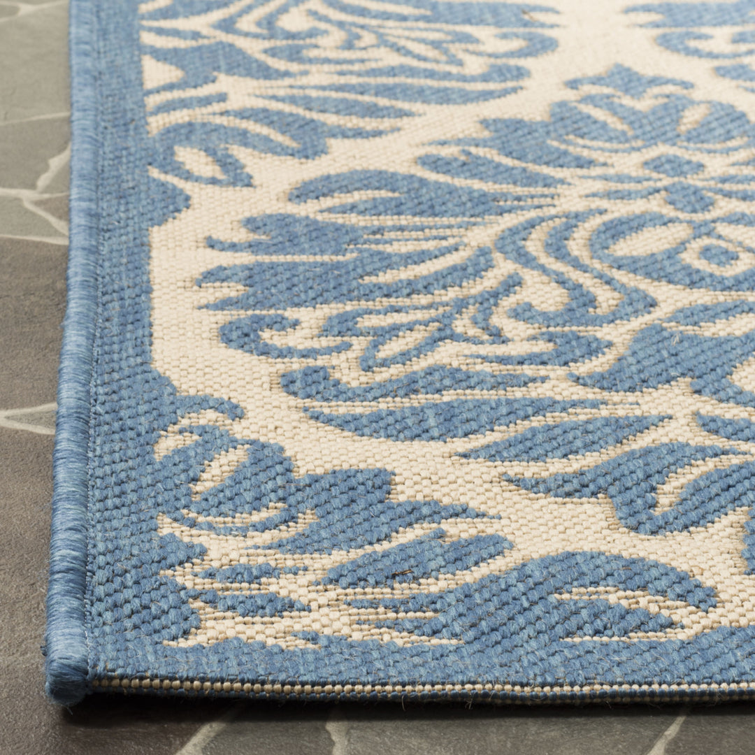 SAFAVIEH Outdoor LND135N Linden Collection Cream / Blue Rug Image 8