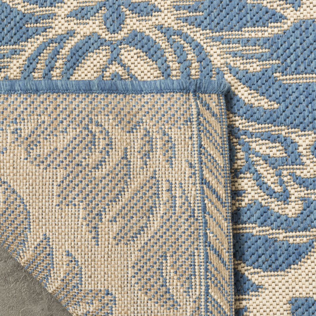 SAFAVIEH Outdoor LND135N Linden Collection Cream / Blue Rug Image 9