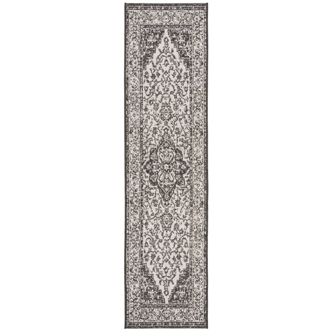 SAFAVIEH Outdoor LND137A Linden Light Grey / Charcoal Rug Image 6