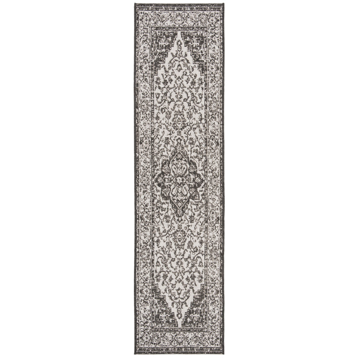 SAFAVIEH Outdoor LND137A Linden Light Grey / Charcoal Rug Image 6