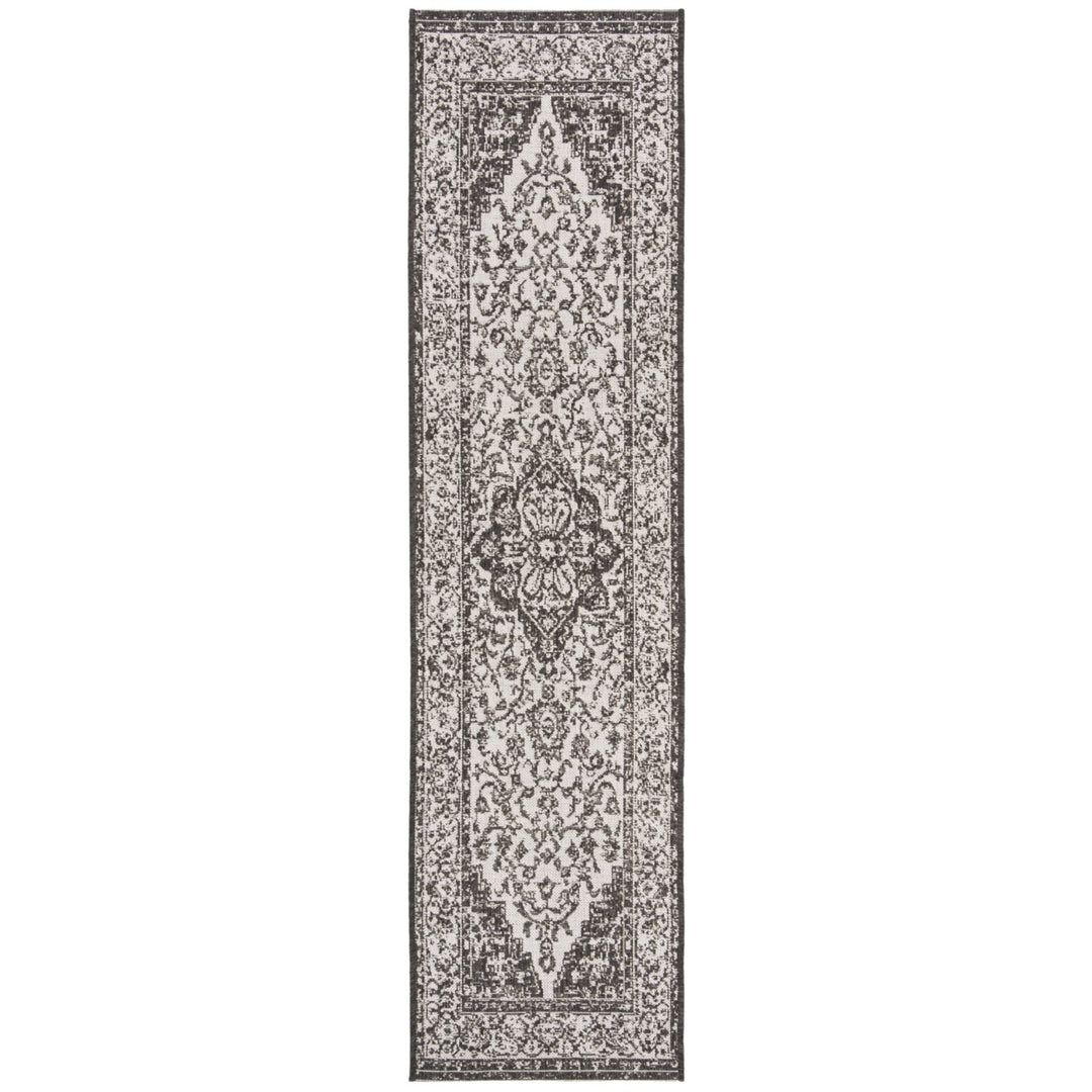 SAFAVIEH Outdoor LND137A Linden Light Grey / Charcoal Rug Image 1