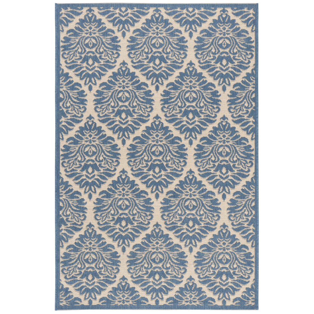 SAFAVIEH Outdoor LND135N Linden Collection Cream / Blue Rug Image 10