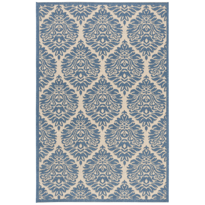 SAFAVIEH Outdoor LND135N Linden Collection Cream / Blue Rug Image 10