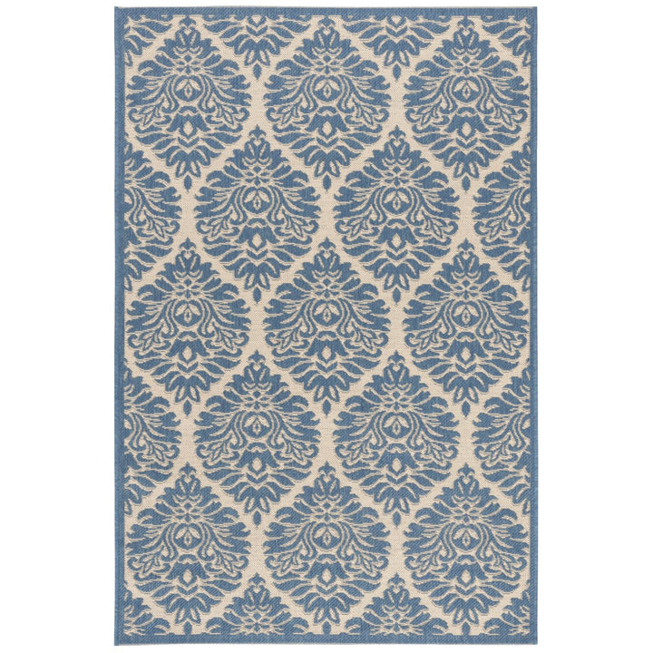 SAFAVIEH Outdoor LND135N Linden Collection Cream / Blue Rug Image 1