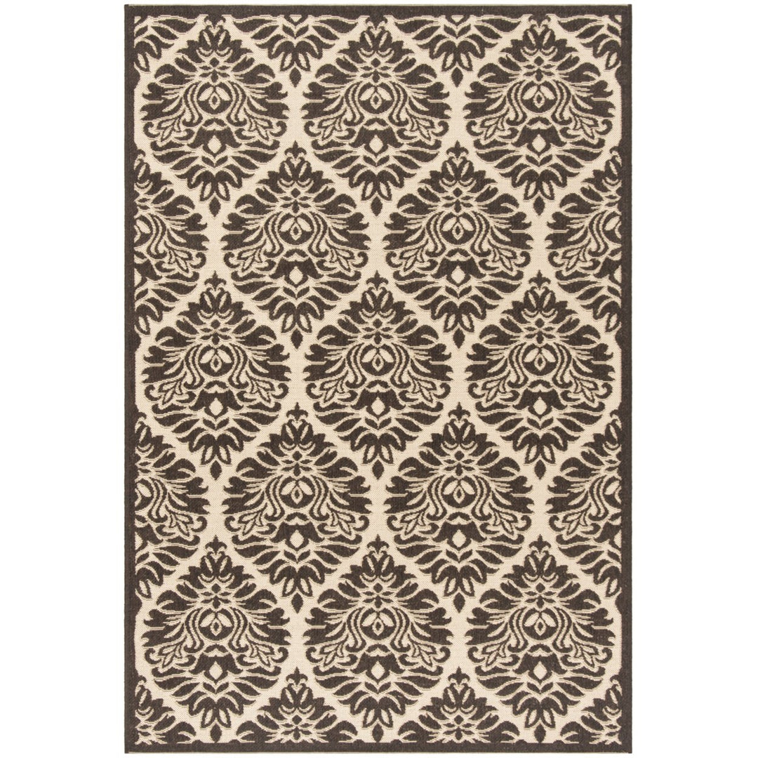 SAFAVIEH Outdoor LND135U Linden Collection Creme / Brown Rug Image 1