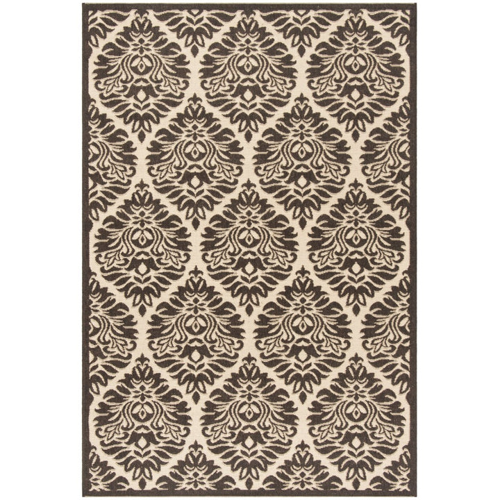 SAFAVIEH Outdoor LND135U Linden Collection Creme / Brown Rug Image 1