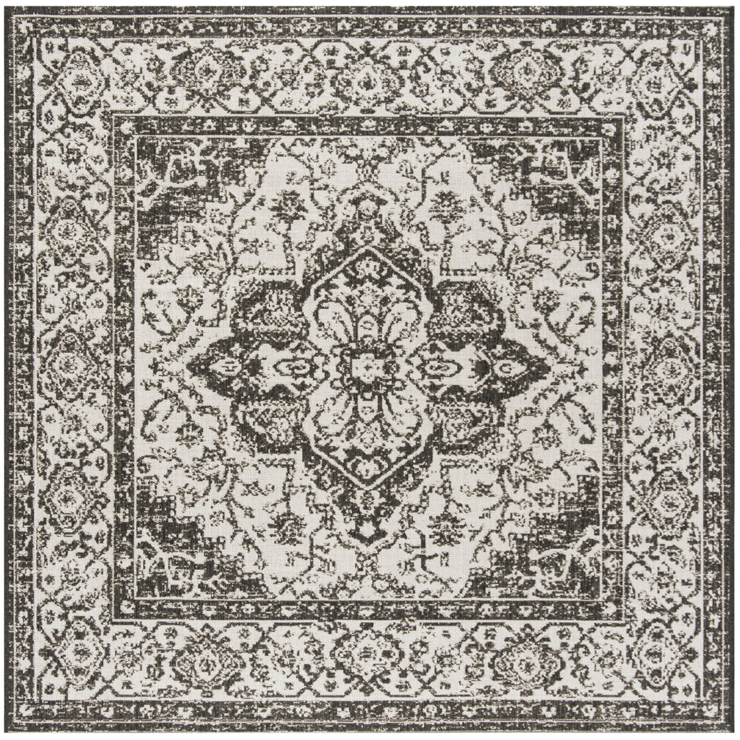 SAFAVIEH Outdoor LND137A Linden Light Grey / Charcoal Rug Image 7