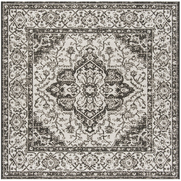 SAFAVIEH Outdoor LND137A Linden Light Grey / Charcoal Rug Image 1