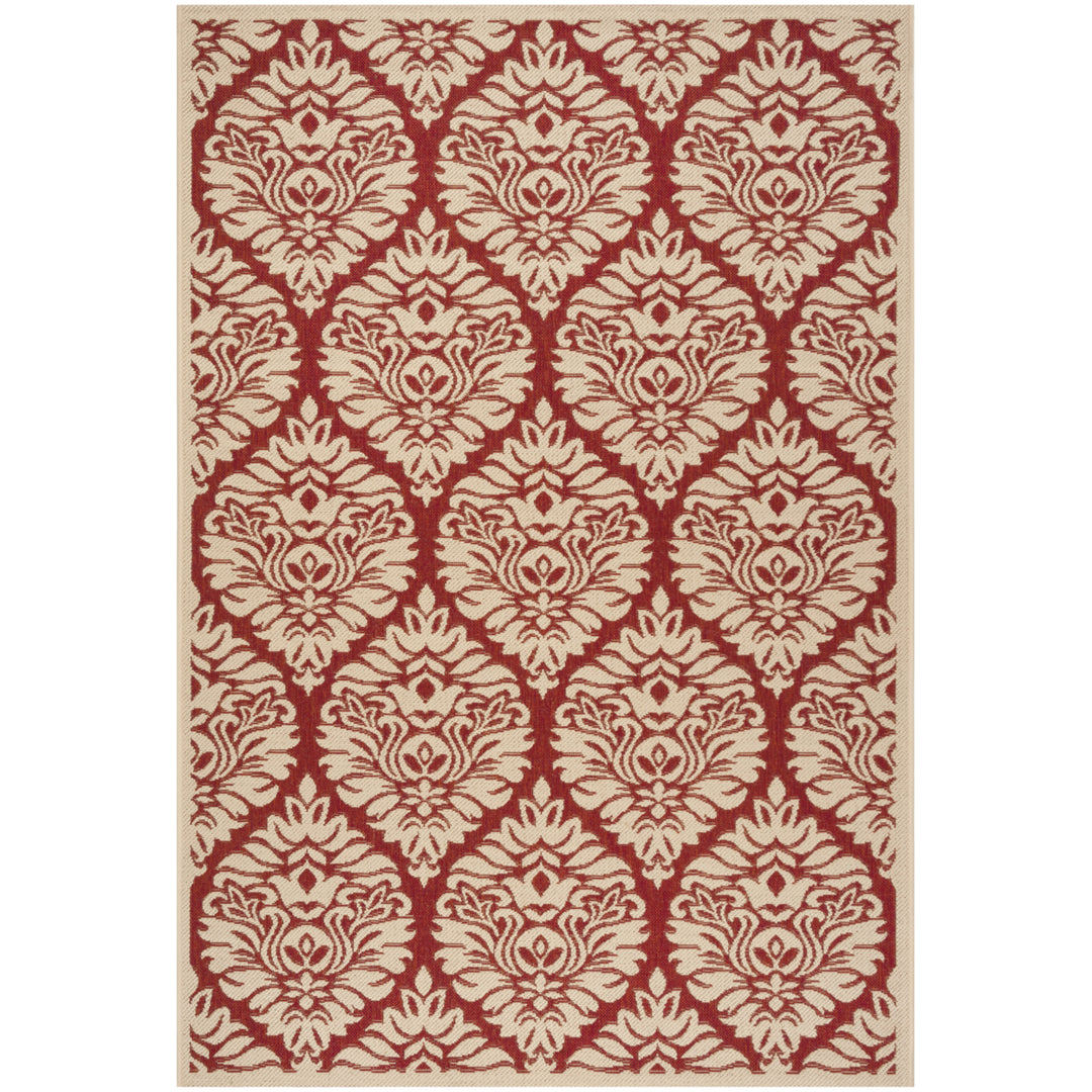 SAFAVIEH Outdoor LND135Q Linden Collection Red / Creme Rug Image 11