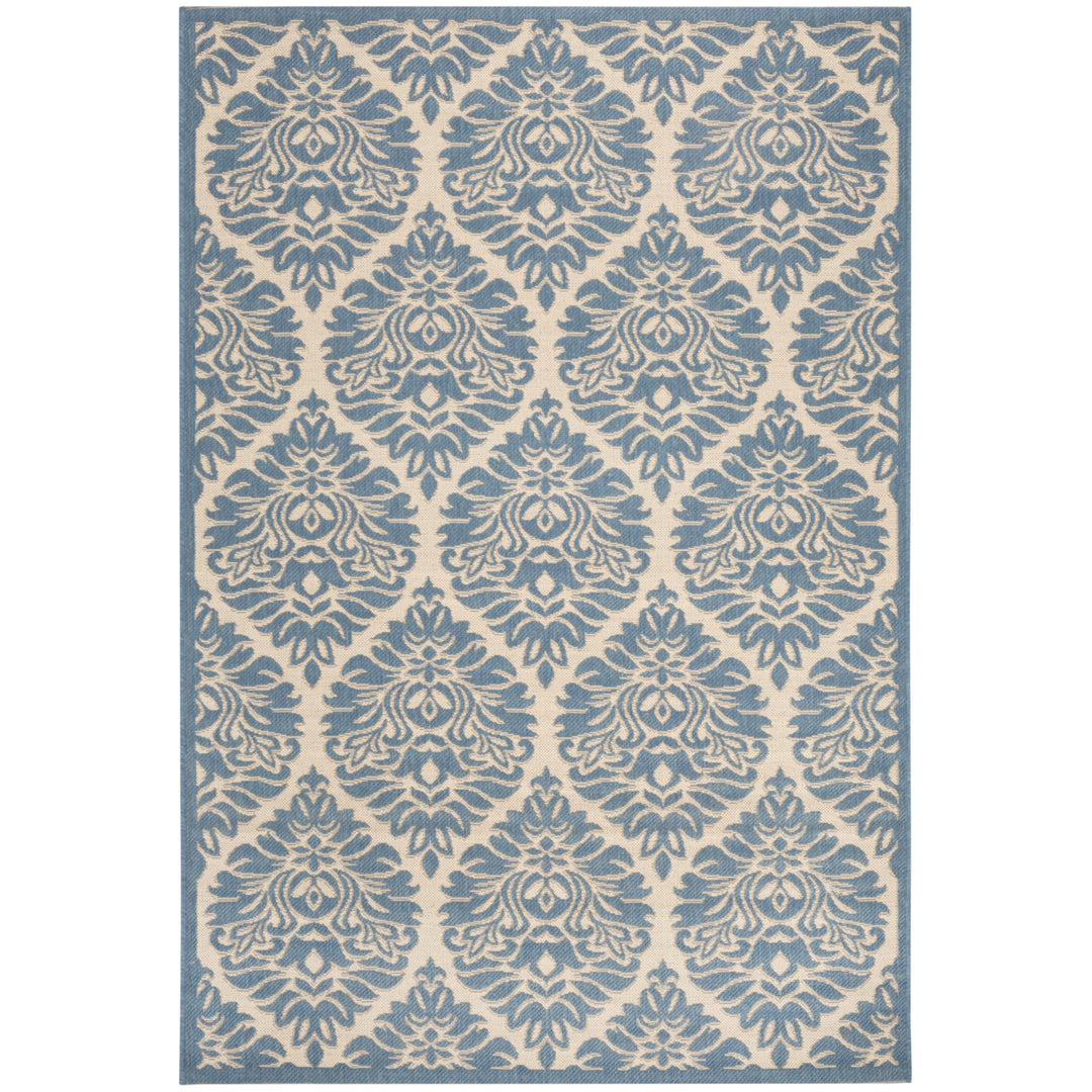 SAFAVIEH Outdoor LND135N Linden Collection Cream / Blue Rug Image 11