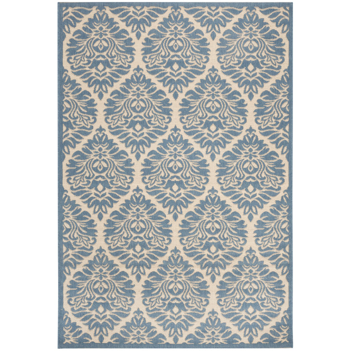 SAFAVIEH Outdoor LND135N Linden Collection Cream / Blue Rug Image 11