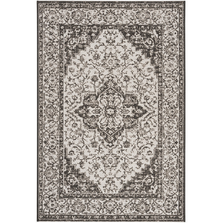 SAFAVIEH Outdoor LND137A Linden Light Grey / Charcoal Rug Image 10