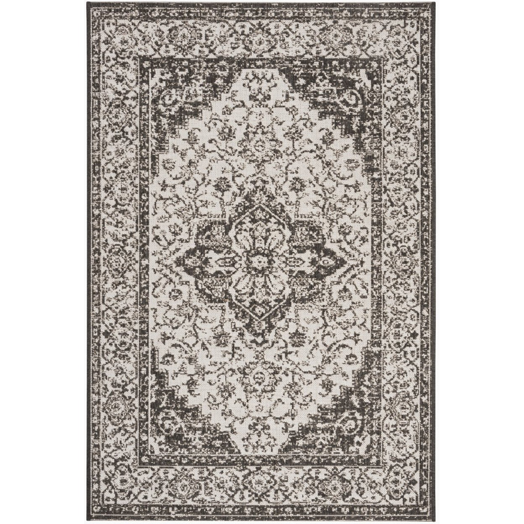 SAFAVIEH Outdoor LND137A Linden Light Grey / Charcoal Rug Image 1