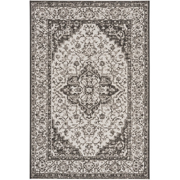 SAFAVIEH Outdoor LND137A Linden Light Grey / Charcoal Rug Image 1