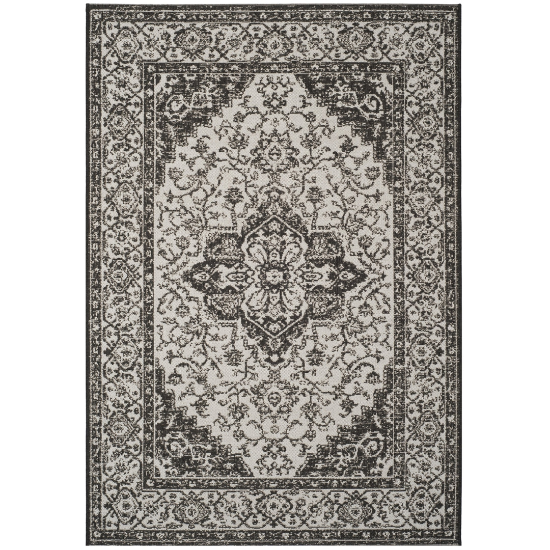 SAFAVIEH Outdoor LND137A Linden Light Grey / Charcoal Rug Image 11