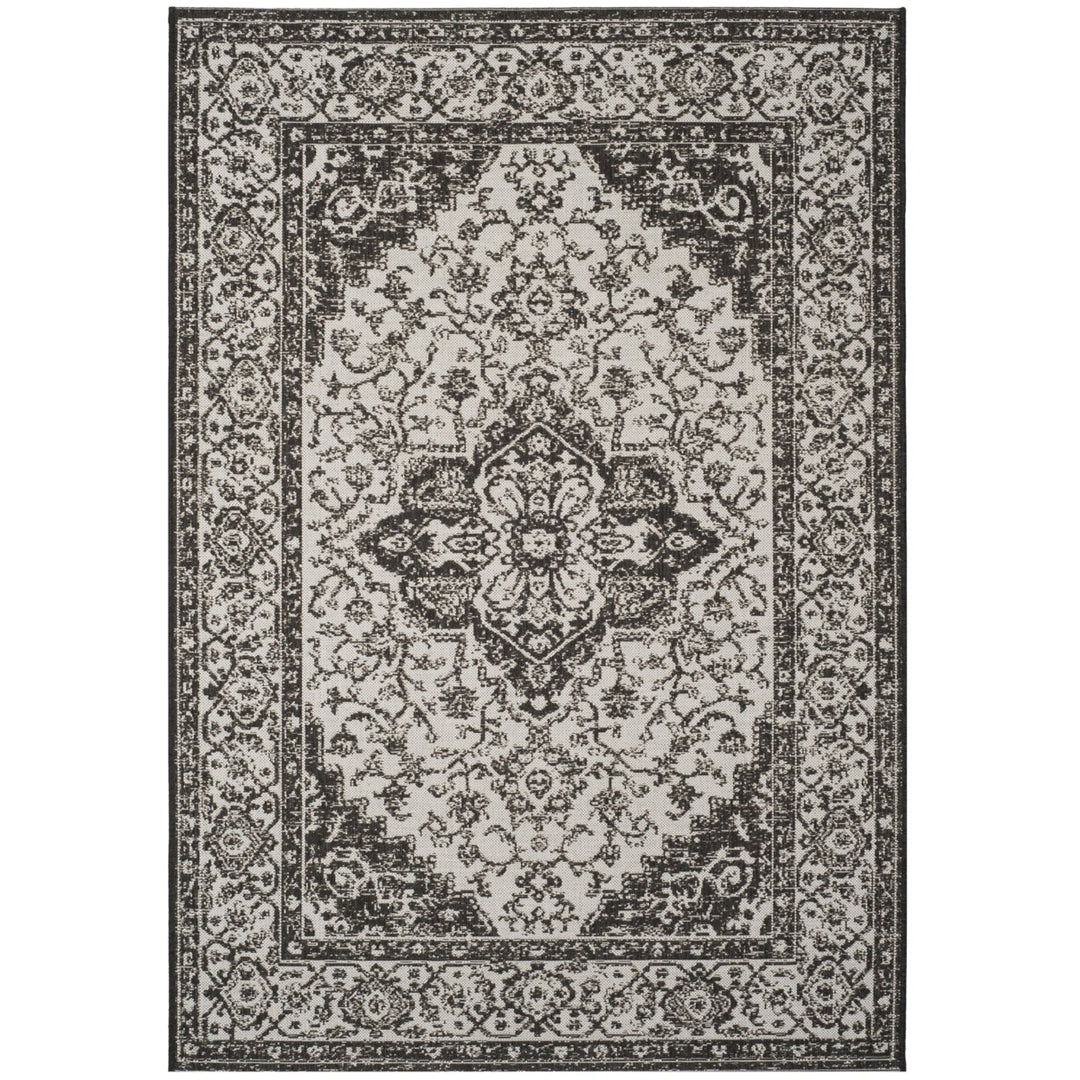 SAFAVIEH Outdoor LND137A Linden Light Grey / Charcoal Rug Image 1