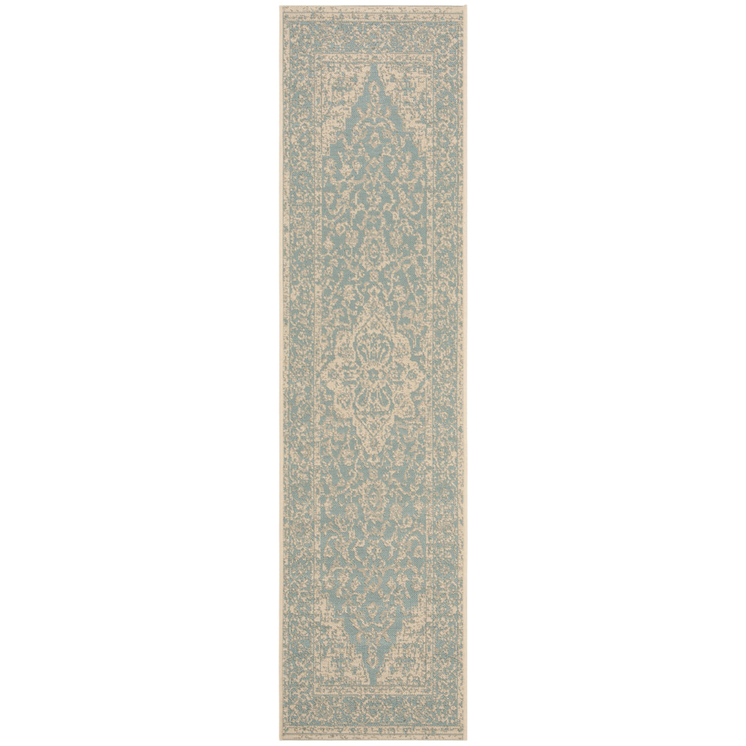 SAFAVIEH Outdoor LND137K Linden Collection Aqua / Cream Rug Image 5